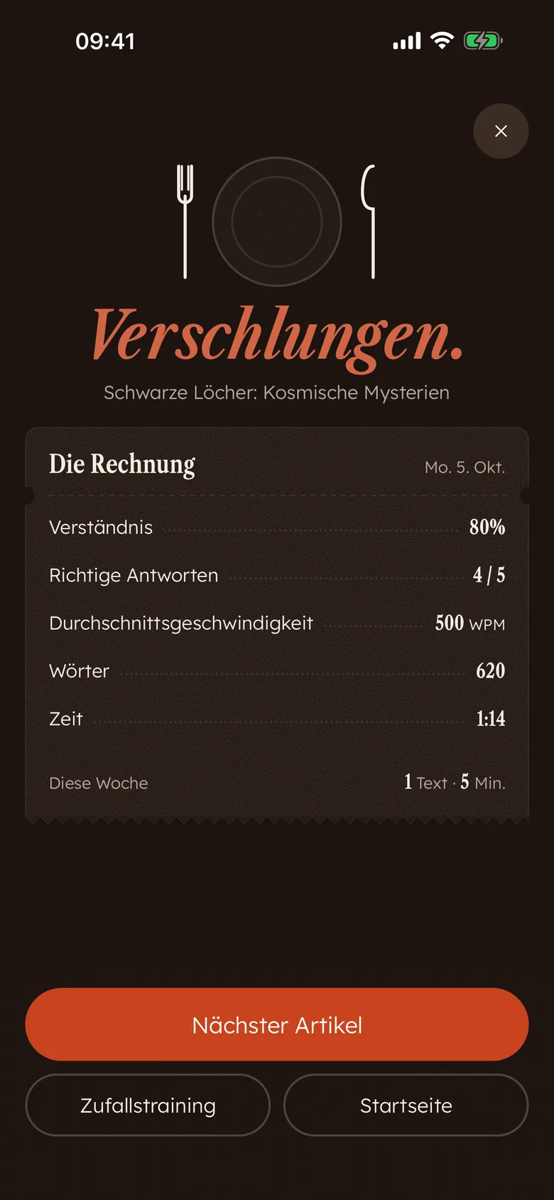 Die Devoro-Rechnung nach dem Lesen: „Verschlungen.“ mit Verständnis, richtigen Antworten, Tempo, Wörtern und Zeit