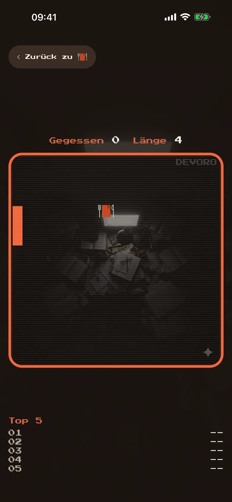 Das Pausenspiel Snake, mitten in einer Runde