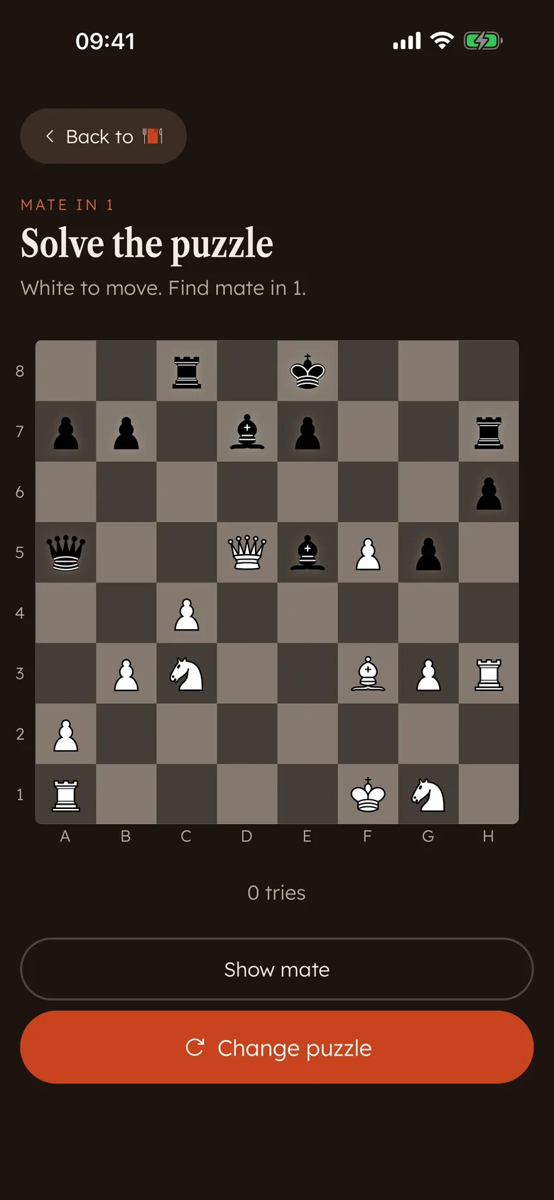 A Devoro chess puzzle, white to move