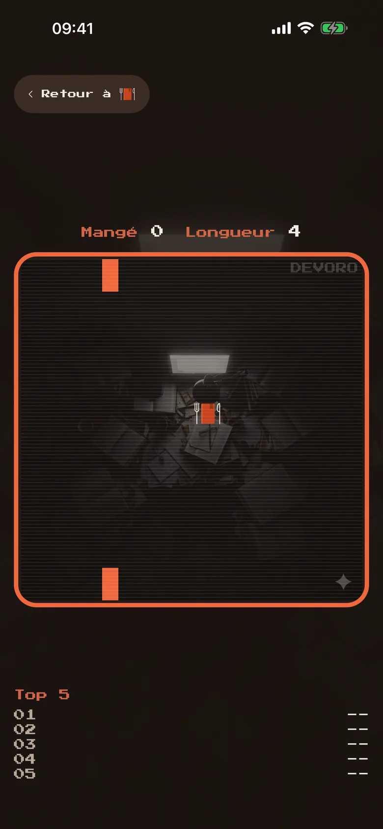 Snake, le jeu de pause, en pleine partie