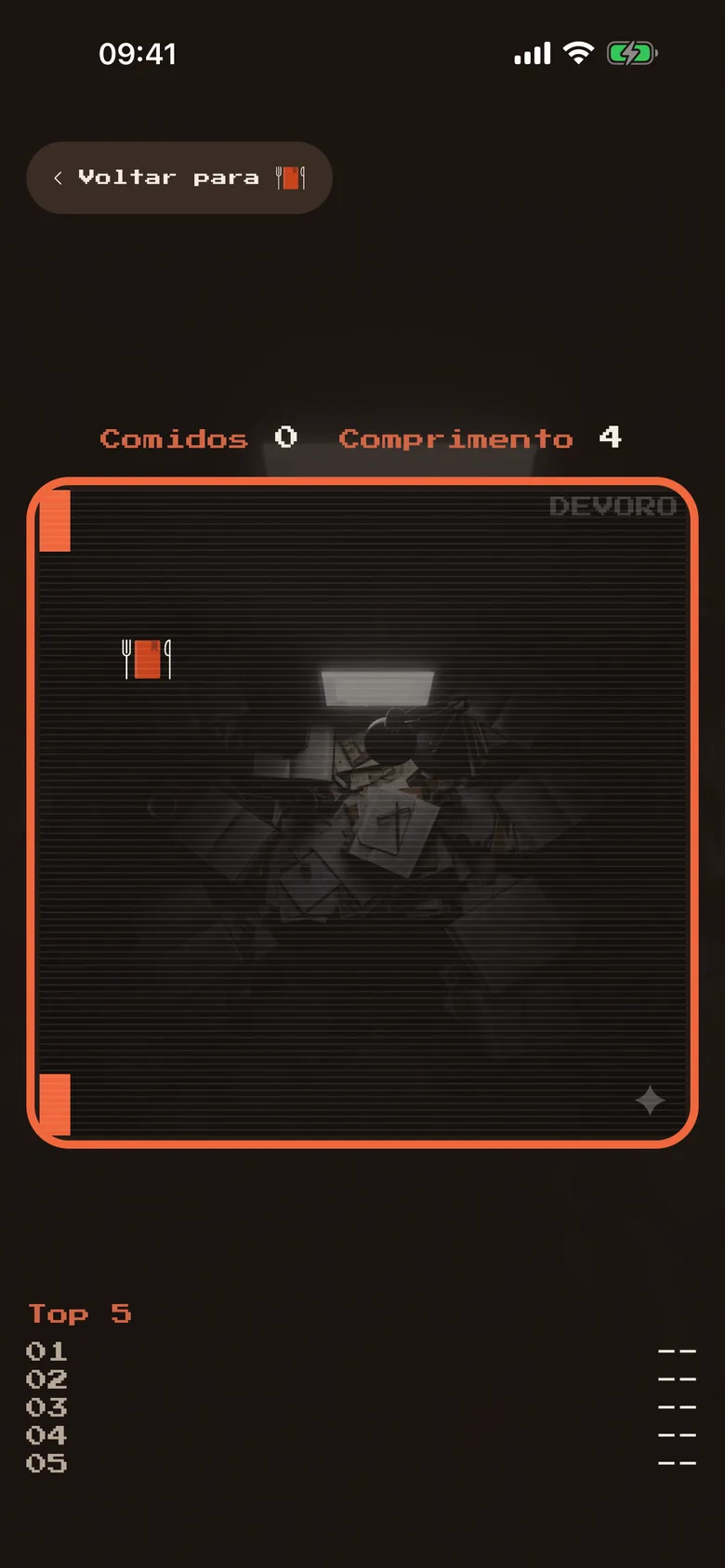 O Snake, o jogo das pausas, a meio de uma partida